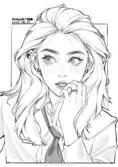 Digital Art Lineart, Lineart Simple, Drawing Cartoon Faces, Animation Art Sketches, Portraiture Drawing, Beauty Art Drawings, 캐릭터 드로잉, Easy Drawings Sketches, Cool Sketches