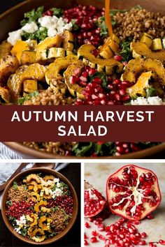 autumn harvest salad with pomegranates and nuts