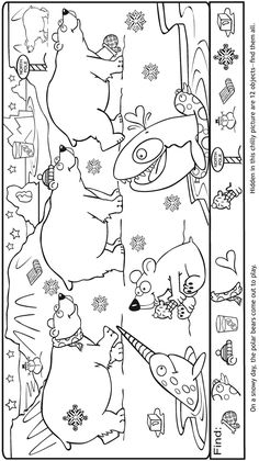 an animal coloring page with animals and other things to color on the page in it