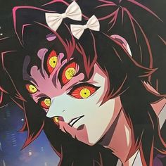 an anime character with red eyes wearing a bow tie