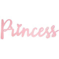 the word princess written in pink glitter on a white background