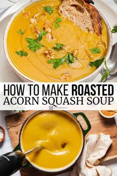 how to make roasted acorn squash soup in the instant pressure cooker or slow cooker