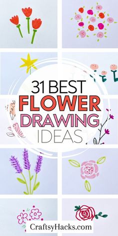 the best flower drawing ideas for kids to draw and paint on paper, with text overlay