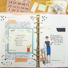 an open planner with lots of things on it