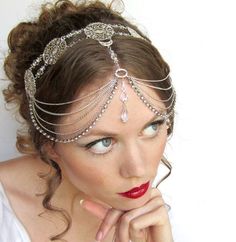 Jewelry Headband, Wedding Couture, Wedding Headdress, Style Steampunk, Head Pieces, Hair Adornments, Belly Dance Costume, Head Chain, Head Jewelry