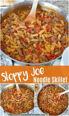 sloppy joe noodle skillet recipe in a pan