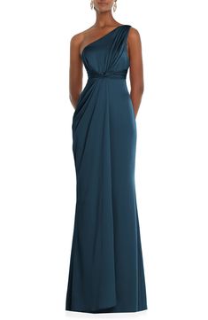 Dessy Collection One-Shoulder Satin Gown | Nordstrom Turquoise Mother Of The Bride Dresses, Formal Blue Dress Long, Grooms Mom Dress, Teal Formal Dress, Lace Wedding Guest Dress, Blue Evening Dress, Bride Dress Lace, Mom Dresses, Off Shoulder Evening Dress