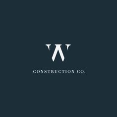 the logo for construction co is shown on a dark background