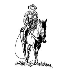 a cowboy riding on the back of a horse with a lasso in his hand