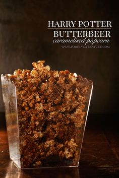 a bowl filled with granola sitting on top of a table