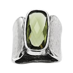 PRICES MAY VARY. This inspired by nature ring is sure to stun for everyday wear. An olive green cubic zirconia is set in the center of a wide lightly hammered band, crafted in sterling silver. Make a lasting impression with this bold piece of jewelry. The piece comes with a ".925" sterling silver stamp as a symbol of guaranteed product quality. Sterling silver, 8 by 18 mm olive green cubic zirconia Ring face measures 3/4 inches in width .925 sterling silver quality stamp This inspired by nature Hammered Band, Nature Ring, Silpada Jewelry, Cubic Zirconia Rings, Green Gemstones, Inspired By Nature, Small Leather Goods, Womens Jewelry Rings, Sterling Ring