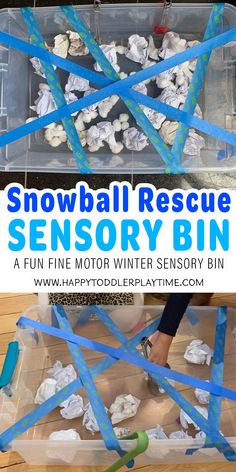 snowball rescue activity for toddlers to play in the snow with their hands and feet