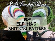 two knitted hats on top of each other with text overlay that reads knitting pattern