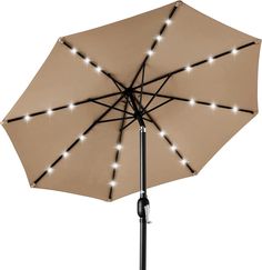 an umbrella with lights attached to it