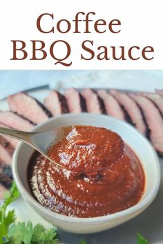 coffee bbq sauce in a bowl with meat on the side