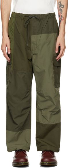 Cotton- and CORDURA® nylon-blend ripstop, faille, poplin, and flannel cargo pants. · Patchwork construction · Drawstring at elasticized waistband · Four-pocket styling · Zip-fly · Tucks at knees · Concealed drawstring at cuffs · Cargo pocket at outseams · Logo flag at outseam Supplier color: Khaki Patchwork Cargo Pants, Cargo Pants, Bottoms Pants, Apparel Accessories, Outfit Accessories, Pants, Clothes