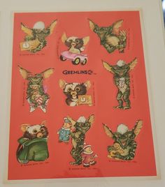 an image of stickers on the back of a poster that says gremlin's