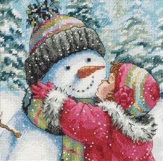 Hazel Lincoln, Snowman Cross Stitch Pattern, Stitch Crafts, Dimensions Cross Stitch, Thread Needle, Stockings Christmas, Winter Cross Stitch, Pola Kristik, Stitch Ideas