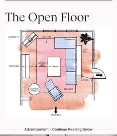 the open floor plan for an apartment with furniture and accessories in it, including a couch