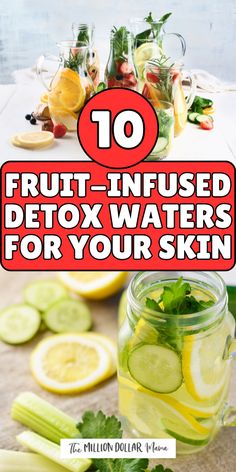 We need to be properly hydrated. Our skin is an organ, and just like any other organ in the body, it requires water to function properly. Dehydration causes the skin to become dry, flaky and tight, so I made it my mission to increase my water consumption.

It was during this “water bender” as I like to call it, that I discovered fruit-infused detox water. I’m one of those weird people who actually enjoys the taste of plain water, but I liked the idea of adding various ingredients that might help with improving the appearance of my skin.

If you should be drinking more water and don’t like the taste of water or find it boring, then you’ll love these fruit–infused water recipes. Water Bender, Fruit Infused Water Recipes, Drinking More Water, Weird People, Plain Water, Infused Water Recipes, Fruit Infused Water, Detox Water Recipes