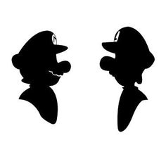 the silhouettes of mickey mouse and donald duck are shown in black on a white background