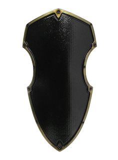 a black and gold shield shaped object on a white background