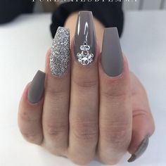 Nails Grey, Winter Nails Acrylic, Purple Nail, Gray Nails, Super Nails, Nails Polish, Ballerina Nails, Ideas Nails