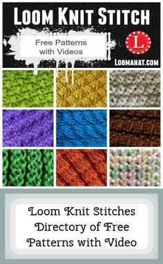 the loom knit stitches pattern is shown in different colors