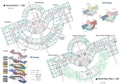 the site plan for an apartment complex with lots of rooms and bathrooms in each building