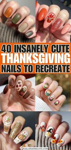 Fun Thanksgiving Nail Designs, Scarecrow Nail Art, Scarecrow Nails Designs, Thanksgiving Nails Easy, November Nail Art, Thanksgiving Nails Color, Thanksgiving Nails Design Fall, Simple Christmas Nails, Pumpkin Nail Designs