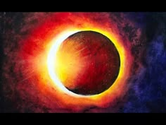 an image of a solar eclipse in the sky with colored pencils on it,