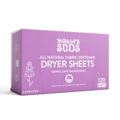 a box of dryer sheets sitting on top of a white surface