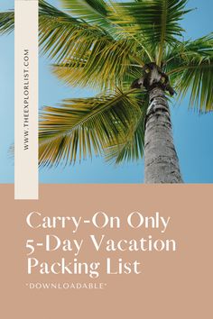 5 day vacation packing list for whole family to tropical destination. Carry on only packing list Packing A Carryon For 5 Days, Packing List 5 Days Summer, 5 Day Summer Packing List, Beach Carry On Packing List, Packing For 5 Days In A Carry On Summer, What To Pack For Bahamas Vacation, Florida Weekend Packing List, Carryon Packing Beach Vacation