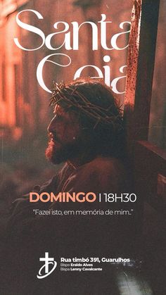 a poster for the movie sanita coea, featuring jesus on a cross with words above it