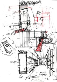 an architectural drawing of a bathroom with green lines on the wall and floor plans for it