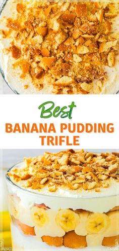 the best banana pudding trifle recipe in a glass dish