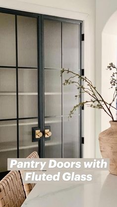 Reeded Glass French Doors, Black Exterior Sliding Glass Door, Black Frosted Glass Barn Door, Back Kitchen Door, Fogged Glass Pantry Door, Black Metal Pantry Door, Ribbed Glass Pantry Door, Fluted Glass Pantry Door, Reeded Glass Pantry Door