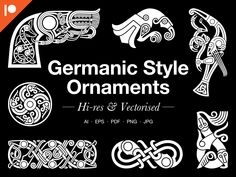 an image of some type of ornamental ornaments on a black background with the words german style ornaments