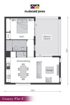 the floor plan for a two bedroom apartment with an attached kitchen and living room area