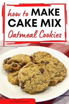 How to make cake mix oatmeal cookies Oatmeal Cake Mix Cookies Recipes, Cake Mix Oatmeal Cookie Bars, Cake Mix Cookies Oatmeal Raisin, Cake Like Oatmeal Cookies, Oatmeal Cake Cookies, Oatmeal Raisin Cake Mix Cookies, Gooey Cake Mix Cookies, Cake Mix Oatmeal Cookies Recipes, Oatmeal Cookies With Cake Mix Boxes