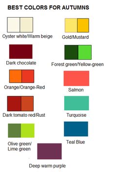 the color chart for autumn with different colors