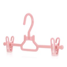 a pink hanger with two hooks on it