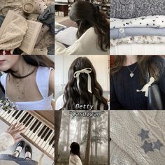 a collage of photos with different types of sweaters and hair accessories on them