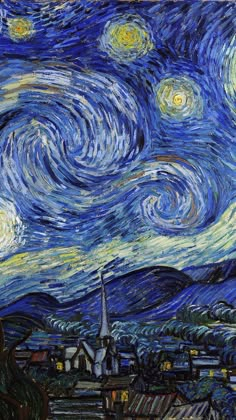 the starry night painting is shown in this image