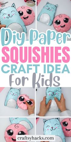 the instructions to make this diy paper squishes craft idea for kids