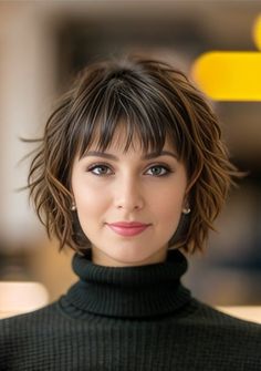 Messy Haircut With Bangs, Bob Haircut With Layers And Bangs, Short Hair For Thinning Hair Over 50, Chin Length Shag With Bangs, Hair Styles For Short Hair Women, Medium Shag Haircuts With Bangs Fine Hair Shoulder Length, Short Hair Styles With Bang, Short Haircut With Bangs And Layers, Messy Bob Hairstyles For Fine Hair