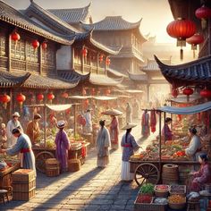 Chinese Room, Japanese Home Design, Chinese Market, Chinese Landscape, Fantasy City, Ancient China, Japanese House