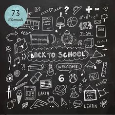 the back to school chalkboard is drawn on a blackboard