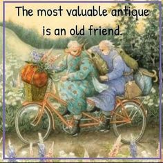 the most valuable antique is an old friends bicycle with two women riding on it and holding baskets full of vegetables