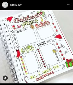 a christmas planner is open on a table